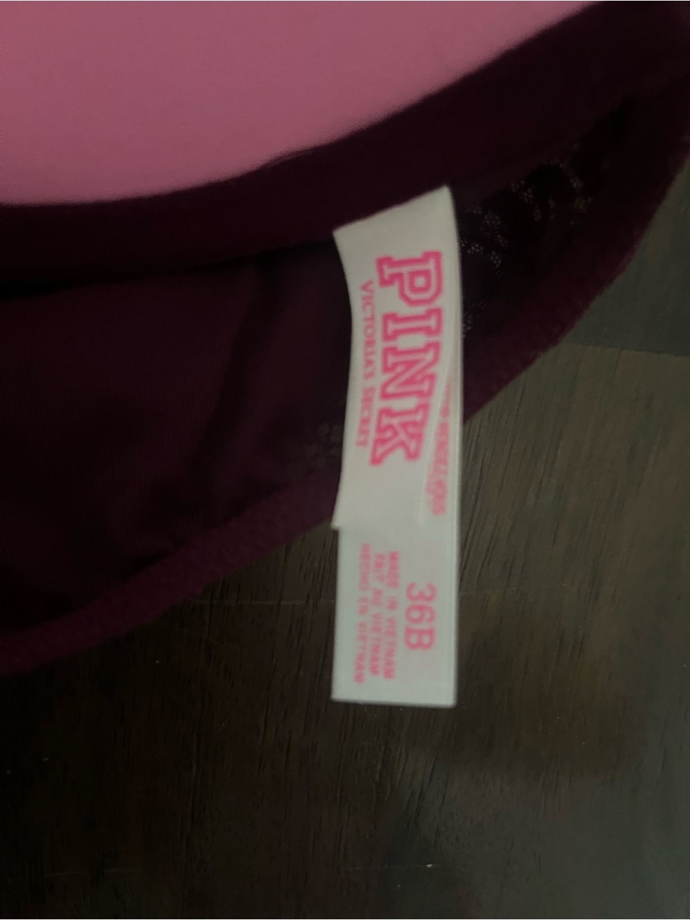 PINK Victoria's Secret 36 B Lace Date Racerback Bra in Deep Plum 36B Like New - Picture 10 of 11